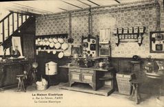 Vintage Postcard Electricity the electric house Street the Paris Furrier electric kitchen