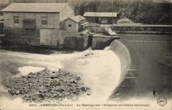 Vintage Postcard Lempdes Electricity stopping on Allagnon and the electric factory