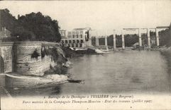 CPA Electricite Barrage de la Dordogne a Tuilliere pres Bergerac Force motrice de la Compagnie Thompson Houston Etat des Travaux Juillet 1907