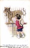 Vintage Postcard Fantasy Illustrator Child Tiger I' m glad Mummy don' T curry me like that