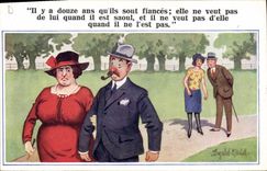 Vintage Postcard Fantaisie Illustrator Donald Mc Gill It has been twelve years that they are engaged