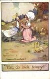 Vintage Postcard Fantaisie Illustrator Child Hear As it is beautiful!