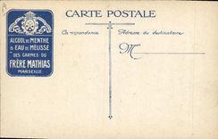 Vintage Postcard Militaria Canon Alpine hunters of 65 of mountain of alpine Medicinal mint spirit Brother Mathias Marseilles