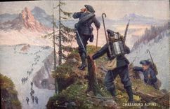 CPA Militaria Chasseurs Alpins 