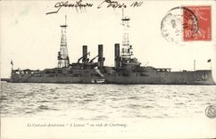Vintage Postcard Bateau armours It American 1 Lansas in roads of Cherbourg