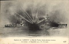 Vintage Postcard Boat Explosion of Freedom in roads of Toulon