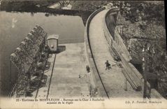 Vintage Postcard Electricite Surroundings of Montlucon Barrage on the Expensive one has Rochebut top of the dam