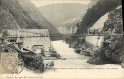 Dauphine Vintage Postcard Electricity throats of Drac and dam in construction