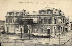 Vintage Postcard Chamber of commerce Museum Library Saint Nazaire
