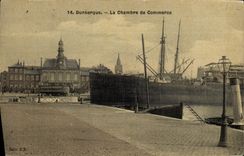 CPA Chambre de Commerce Dunkerque Bateau (carte toilee)