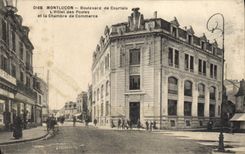 Vintage Postcard Montlucon Boulevard of Courtais the post office building and the Chamber of commerce