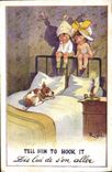 Vintage Postcard Fantasy Illustrator Children Such him to hook it Chien