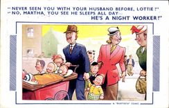 Vintage Postcard Fantasy Illustrator Child Never seen you with your husband