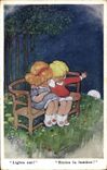 Vintage Postcard Fantaisie Illustrator Children Extinguish the light