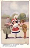 Vintage Postcard Fantasy Illustrator Children Right Militaria