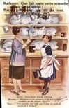 Vintage Postcard Fantasy Illustrator Woman Mrs Which all this crockery cassee makes on the dresser China