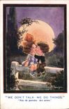 Vintage Postcard Fantasy Illustrator Children Fred Spurgin We don' T talk We C things