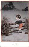 Vintage Postcard Fantasy Illustrator Child Fred Spurgin Her window