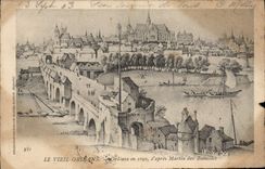 Vintage Postcard old Orleans in 1690 according to Martin of the Battles