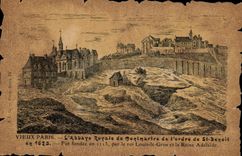 Vintage Postcard Paris Old man the Royal abbey of Montmartre about St Benoit in 1625