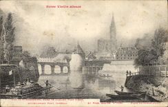 Vintage Postcard Seen of Strasbourg taken of the old bridge of donkey currently imperial bridge