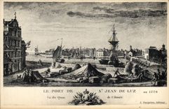 Vintage Postcard the port of St Jean de Luz Seen of the quay of Ciboure