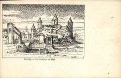 Vintage Postcard Blandy the castle in 1644