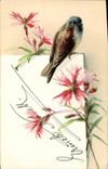 CPA Oiseau Fleurs 