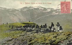 CPA Militaria Chasseurs Alpins Batterie alpine au Camp de la Fauge