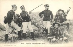 CPA Militaria Chasseurs Alpins Groupes d'officiers Alpins