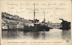 Vintage Postcard Bateau Military port of Brest Vue taken of Bordenave Armours Leon Gambetta