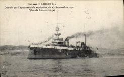 Vintage Postcard Bateau Armours Freedom destroyed by the terrible explosion of September 25th, 1911