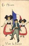 CPA Folklore Alsace Vive la France Enfants