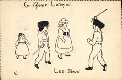 CPA Folklore Alsace Lorraine Les Bleus Enfants