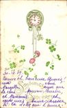 Vintage Postcard Fantaisie Flowers Mushrooms Horseshoe