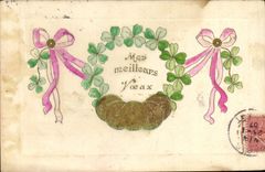 Postal Fantasia Flores Monedas