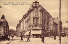 Vintage Postcard Chamber of commerce and Post office building Limoges
