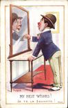 Vintage Postcard Fantasy Illustrator Child Right My best wishes