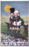 Vintage Postcard Fantasy Illustrator Children Moonlight by spoonlight