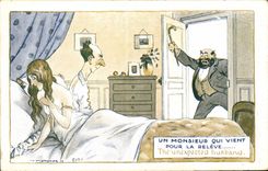 Vintage Postcard Fantasy Illustrator a Mister who comes for the relive one