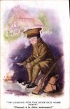 Vintage Postcard Fantasy Illustrator Child Militaria I' m longing for the dear old home again!