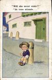 Vintage Postcard Fantasy Illustrator Child Donald Mc Gill Will she never like?