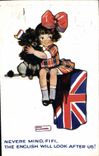 Vintage Postcard Fantasy Illustrator Child Nevere Mind Fifi Dog