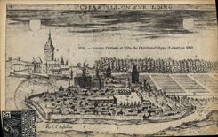 Vintage Postcard Chastillon on Far Old castle and town of Cahtillon coligny in 1648