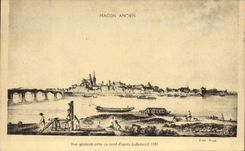 Vintage Postcard old Mason general Sight catch north of after Lallemand 1780