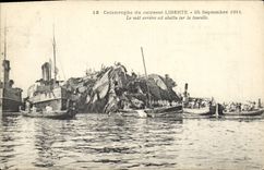 Vintage Postcard Bateau Catastrophe of the Liberte armor the late chechmate is cut down on the turret