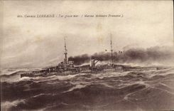 Vintage Postcard Bateau Armours Lorraine By heavy sea