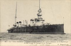 Vintage Postcard Bateau Léon Gambetta Croiseur Armours bringing back Mr. Loubet President of the Republic of his voyage to Spain and Portugal
