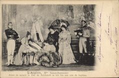 CPA Fantaisie Theatre Femme L'aiglon Mme Sarah Bernhardt Avant de mourir le duc de Reichstadt se fait lire son acte de bapteme 