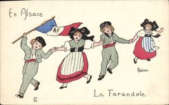 CPA Folklore Alsace Enfants La farandole 